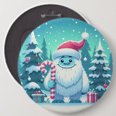 かわいいクリスマス/冬のイェティ 缶バッジ (正面&裏面)