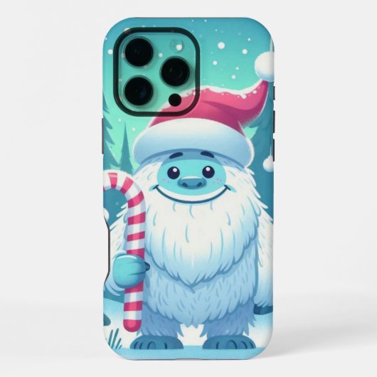 かわいいクリスマス/冬のイェティ iPhoneケース (裏面)