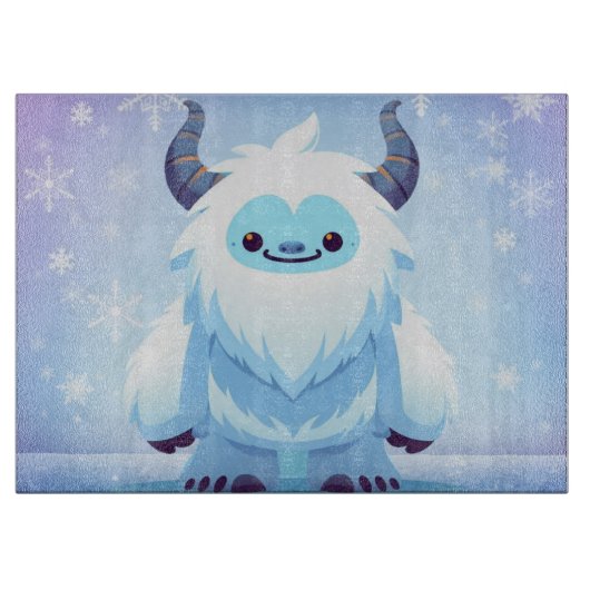 かわいいクリスマス/冬のイエティ カッティングボード (正面)