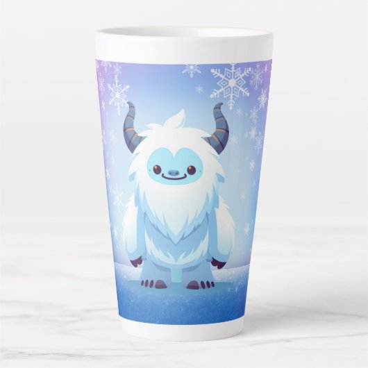かわいいクリスマス/冬のイエティ カフェラテマグ (正面)