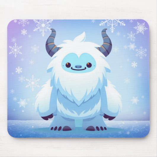 かわいいクリスマス/冬のイエティ マウスパッド (正面)
