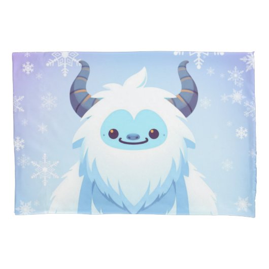 かわいいクリスマス/冬のイエティ 枕カバー (正面)
