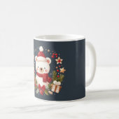 かわいいクリスマス/冬のクマのリース コーヒーマグカップ (正面右)