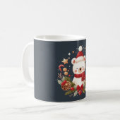 かわいいクリスマス/冬のクマのリース コーヒーマグカップ (正面左)