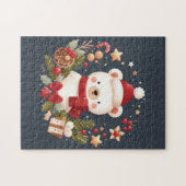 かわいいクリスマス/冬のクマのリース ジグソーパズル (横)