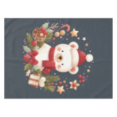 かわいいクリスマス/冬のクマのリース テーブルクロス (正面(横))