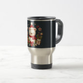 かわいいクリスマス/冬のクマのリース トラベルマグ (正面右)