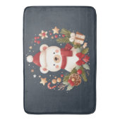 かわいいクリスマス/冬のクマのリース バスマット (正面縦)