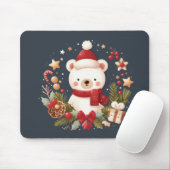 かわいいクリスマス/冬のクマのリース マウスパッド (マウス)