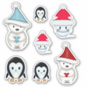 かわいいクリスマス+冬の動物たち シール (正面)