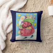 かわいいクリスマス、子猫と猫を連れたサンタクロース！ クッション (ブランケット)