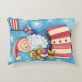 かわいいクリスマス、愛国的なサンタクロースと国旗 アクセントクッション (正面)