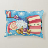かわいいクリスマス、愛国的なサンタクロースと国旗 アクセントクッション (裏面)