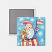 かわいいクリスマス、愛国的なサンタクロースと国旗 マグネット (正面/裏面)