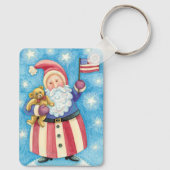 かわいいクリスマス、愛国的なサンタクロース国旗 キーホルダー (裏面)