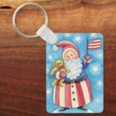 かわいいクリスマス、愛国的なサンタクロース国旗 キーホルダー (正面)