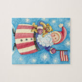 かわいいクリスマス、愛国的なサンタクロース国旗 ジグソーパズル (横)