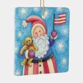 かわいいクリスマス、愛国的なサンタクロース国旗 セラミックオーナメント (右)