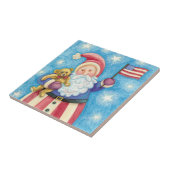 かわいいクリスマス、愛国的なサンタクロース国旗 タイル (側面)