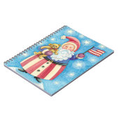 かわいいクリスマス、愛国的なサンタクロース国旗 ノートブック (左側)