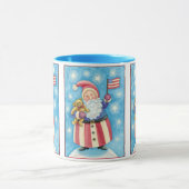 かわいいクリスマス、愛国的なサンタクロース国旗 マグカップ (中央)