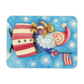 かわいいクリスマス、愛国的なサンタクロース国旗 マグネット (横)