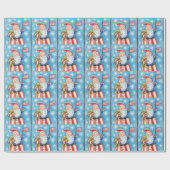 かわいいクリスマス、愛国的なサンタクロース国旗 ラッピングペーパー (フラット)