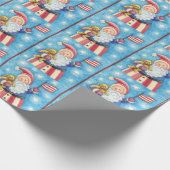 かわいいクリスマス、愛国的なサンタクロース国旗 ラッピングペーパー (角)