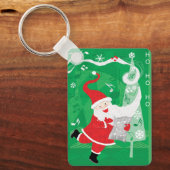 かわいいクリスマス、歌って踊るサンタクロース キーホルダー (正面)