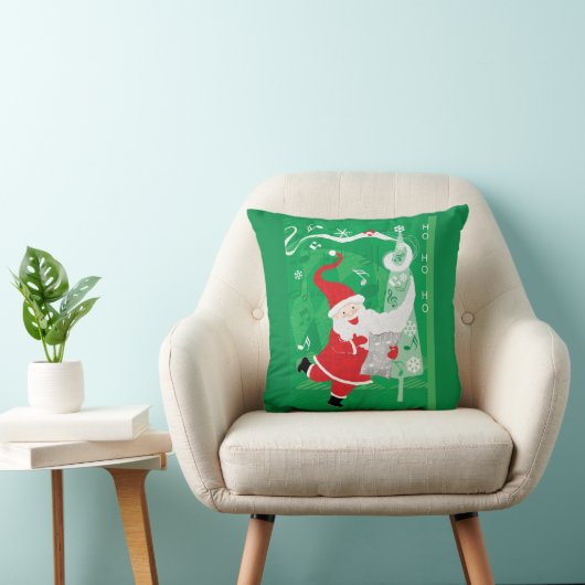 かわいいクリスマス、歌って踊るサンタクロース クッション (椅子)
