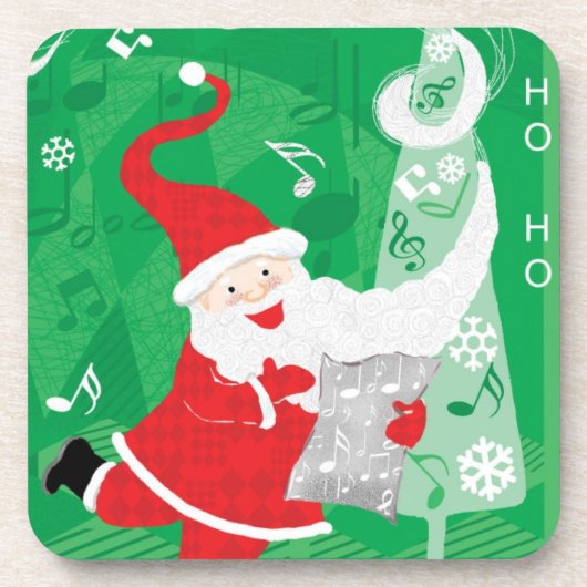 かわいいクリスマス、歌って踊るサンタクロース コースター (正面)