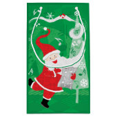 かわいいクリスマス、歌って踊るサンタクロース スモールペーパーバッグ (裏面)