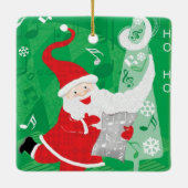 かわいいクリスマス、歌って踊るサンタクロース セラミックオーナメント (裏面)