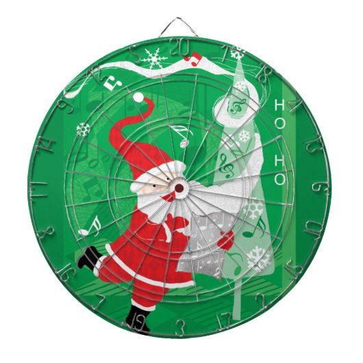 かわいいクリスマス、歌って踊るサンタクロース ダーツボード (正面)