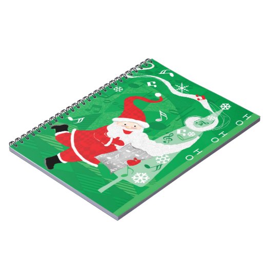 かわいいクリスマス、歌って踊るサンタクロース ノートブック (左側)