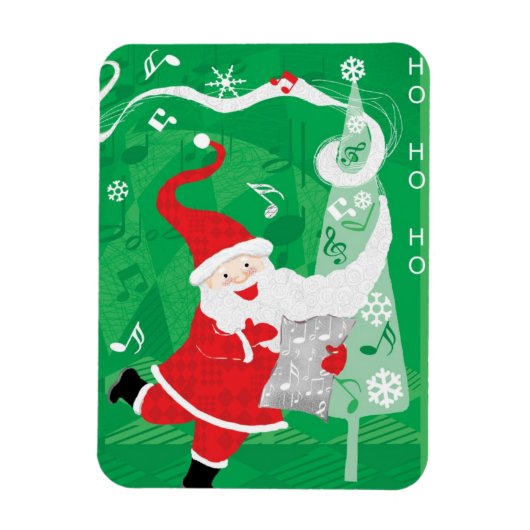 かわいいクリスマス、歌って踊るサンタクロース マグネット (縦)