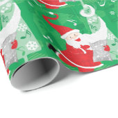 かわいいクリスマス、歌って踊るサンタクロース ラッピングペーパー (ロールコーナー)