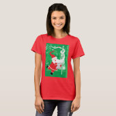 かわいいクリスマス、歌って踊るサンタクロース Tシャツ (正面フル)