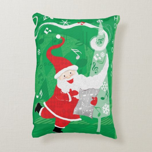 かわいいクリスマス、歌と踊りサンタクロース アクセントクッション (裏面(縦))