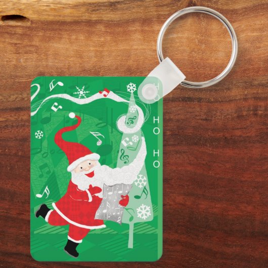 かわいいクリスマス、歌と踊りサンタクロース キーホルダー (裏面)