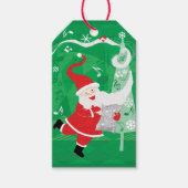 かわいいクリスマス、歌と踊りサンタクロース ギフトタグ (正面)