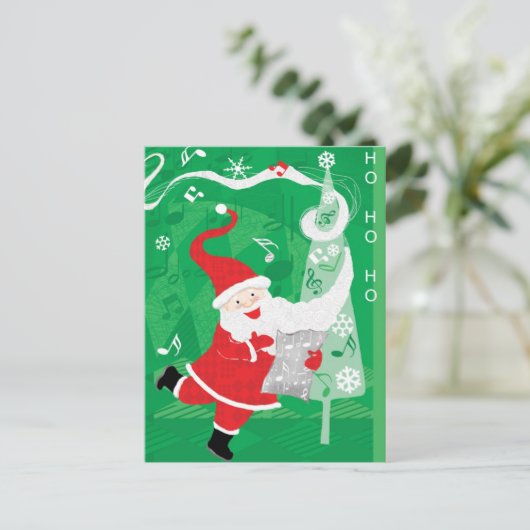 かわいいクリスマス、歌と踊りサンタクロース シーズンポストカード (スタンド正面)
