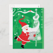 かわいいクリスマス、歌と踊りサンタクロース シーズンポストカード (正面/裏面)