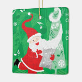 かわいいクリスマス、歌と踊りサンタクロース セラミックオーナメント (左)