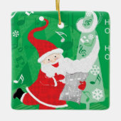 かわいいクリスマス、歌と踊りサンタクロース セラミックオーナメント (正面)