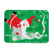 かわいいクリスマス、歌と踊りサンタクロース マグネット (横)