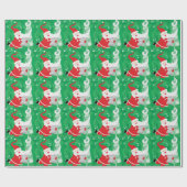 かわいいクリスマス、歌と踊りサンタクロース ラッピングペーパー (フラット)