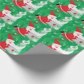 かわいいクリスマス、歌と踊りサンタクロース ラッピングペーパー (角)