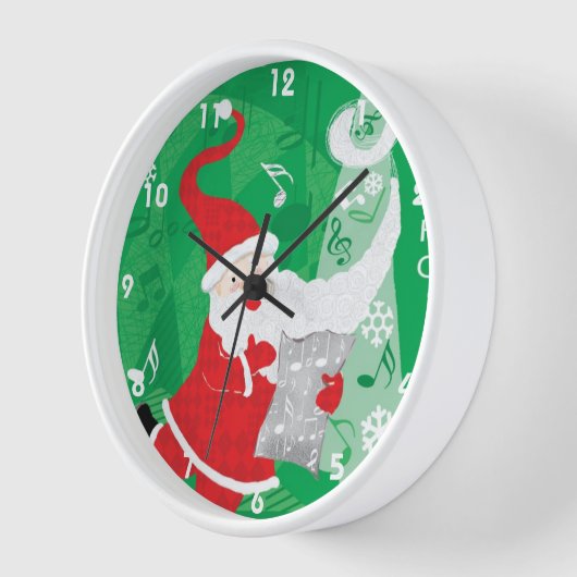 かわいいクリスマス、歌と踊りサンタクロース 壁時計 (傾斜)
