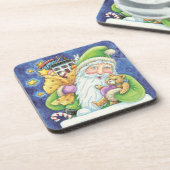 かわいいクリスマス、煙突にサンタクロースとおもちゃ コースター (左側)